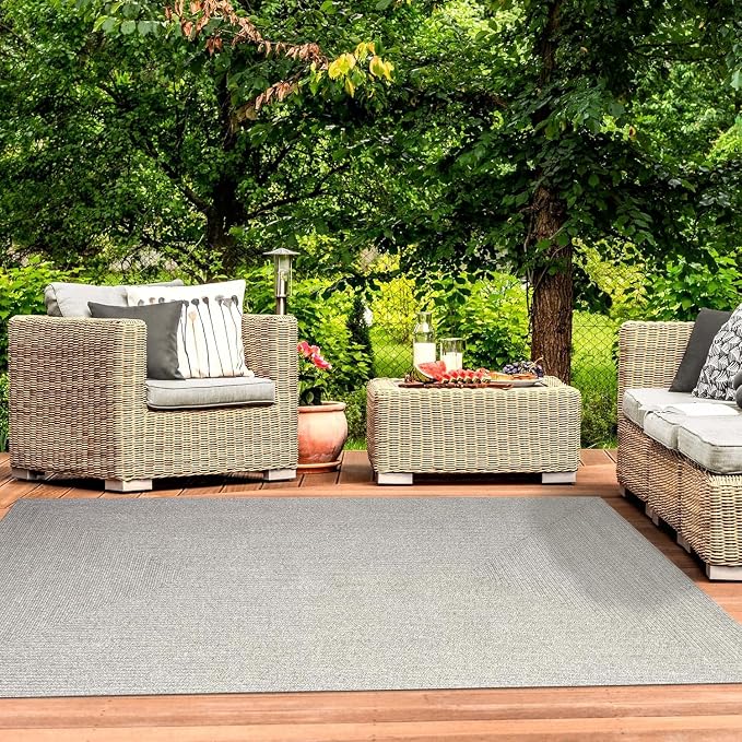 Superior Indoor Outdoor Area Rug, Handwoven Reversible Braided Home Decor for Living Room, Kitchen, Entryway, Patio, Front Porch, Deck, Modern, Boho, Farmhouse Style, 6' x 9', Canvas