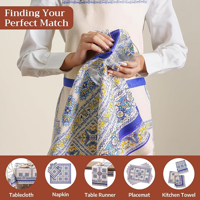 Maison d' Hermine Aprons for women with Pocket 100% Cotton (27.50"x31.50") | Adjustable Neck Strap & long ties Apron Men Chef Wedding Cooking Gardening Server Maid