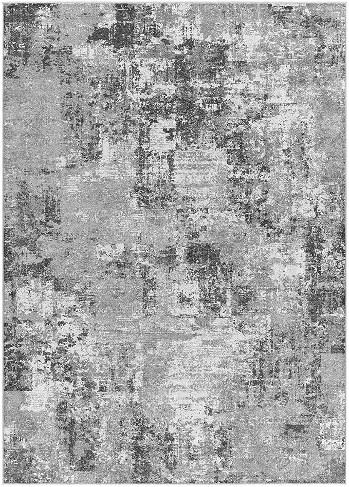 Tortania Washable 8x10 Area Rug for Living Room: Modern Abstract Neutral Large Soft Thin Rugs - Non Slip Indoor Carpet for Bedroom Dining Room Office Nursery Home Floor Decoration - Grey