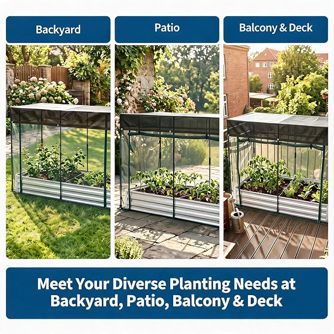 6x3x1Ft Galvanized Raised Garden Bed Kit w/Self Watering Irrigation & Mesh Cover, Metal Bottomless Raised Planter Box for Veggies Herbs Flowers, Rustproof Elevated Garden Bed Backyard Patio Farm