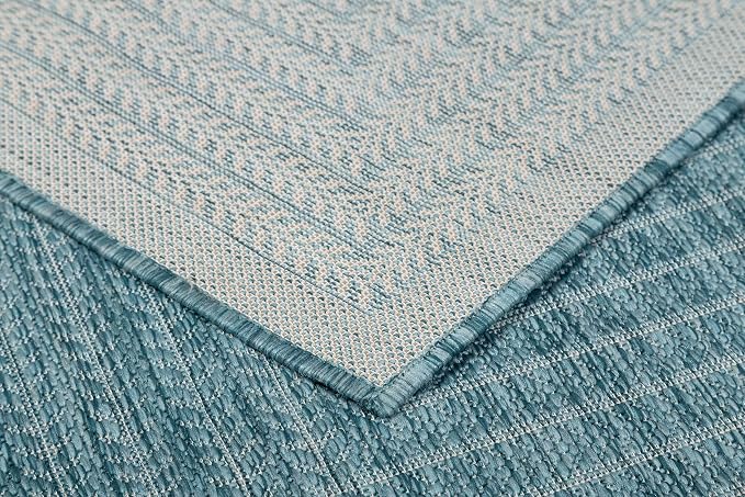 Adiva Rugs Outdoor Indoor Area Rug, Weather Resistant, Easy to Clean, Stain Resistant Floor Mat for Dining Room, Backyard, Deck, Patio (Aqua Weiss, 5' x 7')