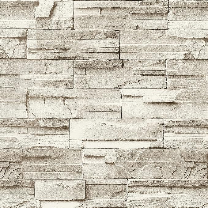 Jeweluck Stone Wallpaper Peel and Stick Brick Wallpaper 17.7”×236.2” Brick Contact Paper Peel and Stick Wall Paper Bathroom Faux Stone Backsplash for Kitchen Removable Decorative for Walls Vinyl