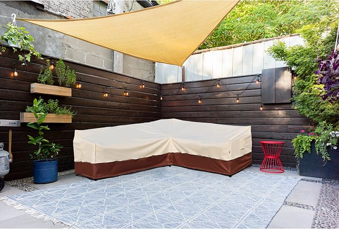 Patio Outdoor Sectional Cover -Patio Furniture Covers Waterproof Rip-Stop Anti-UV 600D Heavy Duty Outdoor Couch with 3 Air Vent Sofa Cover (L-Shaped-Right-85''X58'')