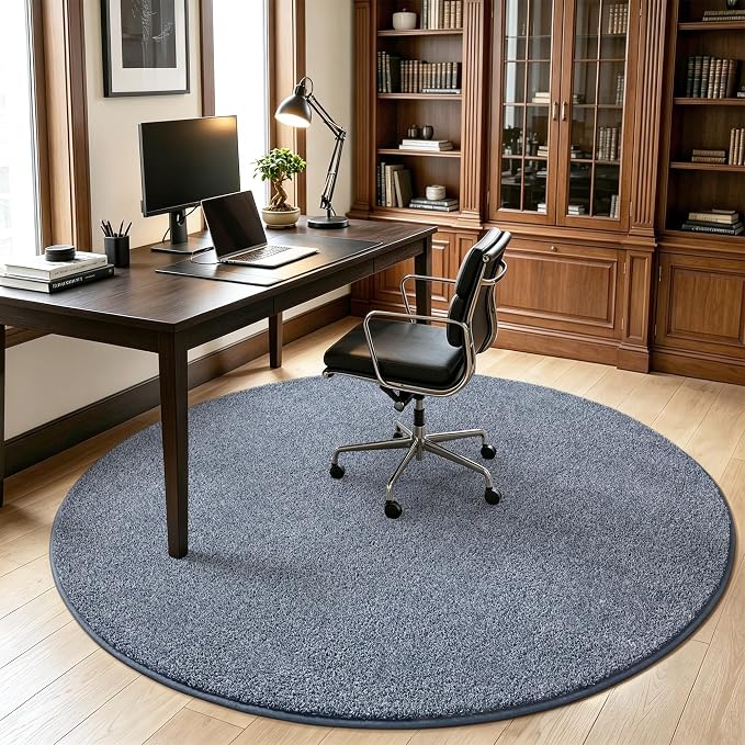 Keeko Round Area Rug 4ft for Living Room Bedroom,Soft Washable Circle Rug | Modern Indoor Memory Foam Rugs Low Pile Non Slip Carpet for Kids Dorm Room Entryway Kitchen Home Decor Blue and White
