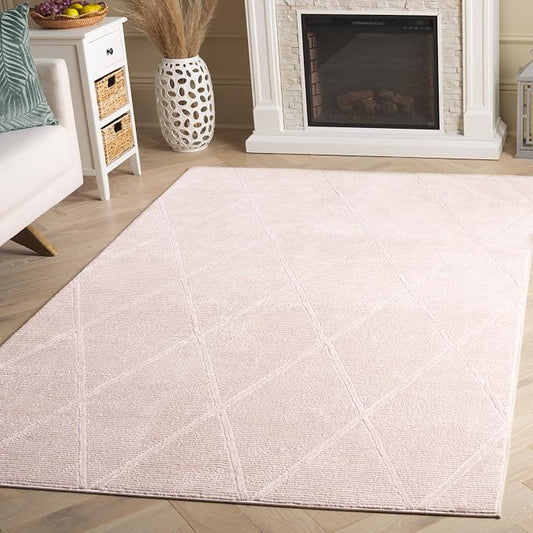 SAFAVIEH Revive Collection Area Rug - 4' x 6', Pink, Transitional Design, Stain Resistant, Ideal for High Traffic Areas in Living Room, Bedroom & Dining Room (REV104U-4)