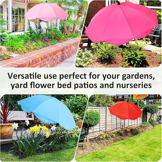 12 Pcs 26 Inch Plant Umbrellas for Outdoor Plants Garden Umbrella Shade for Potted Plant, Garden Bed Flower Pot Provide Shade to ‌defend Blazing Sun (12 Colors)