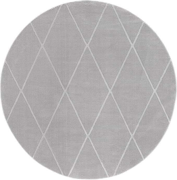 SAFAVIEH Revive Collection Area Rug - 6'7" Round, Grey, Trellis Design, Non-Shedding & Easy Care, Ideal for High Traffic Areas in Living Room, Bedroom (REV104F)