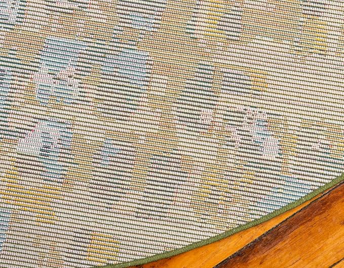 Unique Loom Jardin Collection Colorful, Vibrant, Abstract, Modern Area Rug (8' 0 x 8' 0 Round, Green/ Olive)