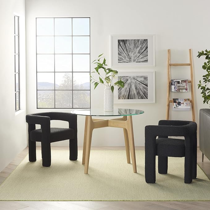 Nourison Home Courtyard Ivory Green 9' x 12' Area Rug - Easy Clean, Non Shedding, Bed Room, Living Room, Dining Room, Kitchen (9' x 12')