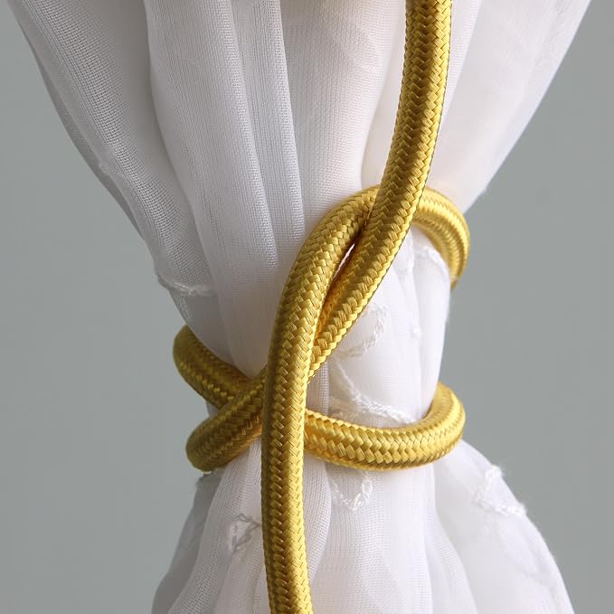 Valea Home 4 Pieces Curtain Tiebacks Clips Creative Window Drape Twist Tie Backs European Style Custom Made Curtain Holders Decorative Draperies Holdbacks, Gold