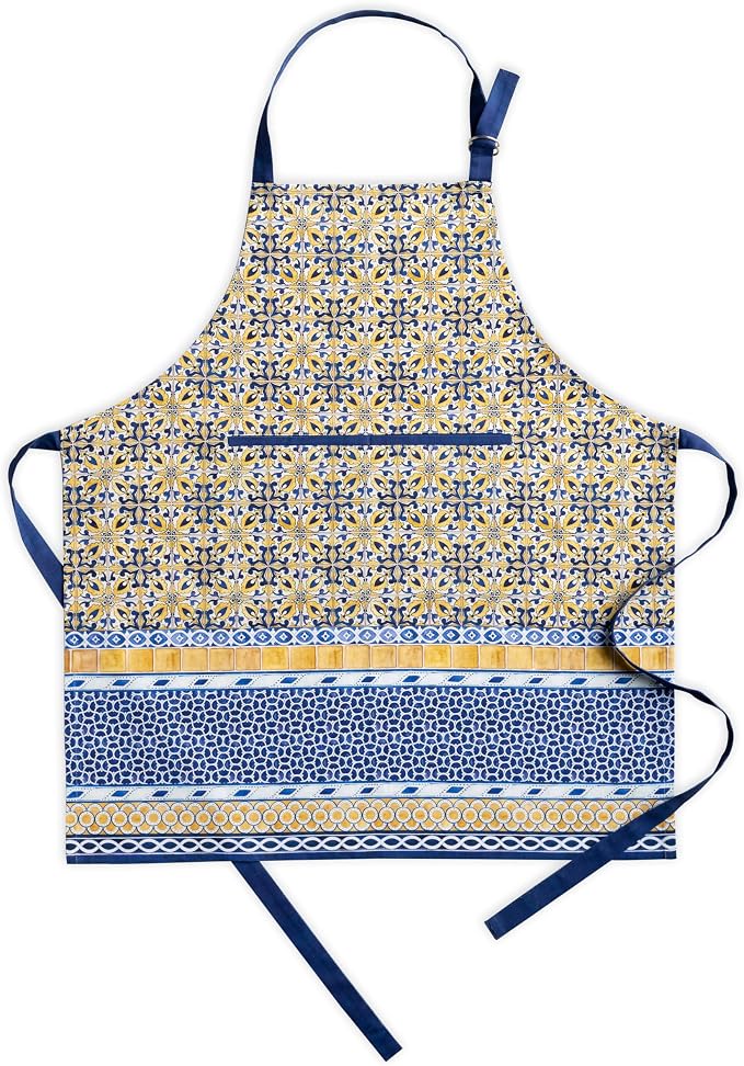 Maison d' Hermine Aprons for women with Pocket 100% Cotton (27.50"x31.50") | Adjustable Neck Strap & long ties Apron Men Chef Wedding Cooking Gardening Server Maid