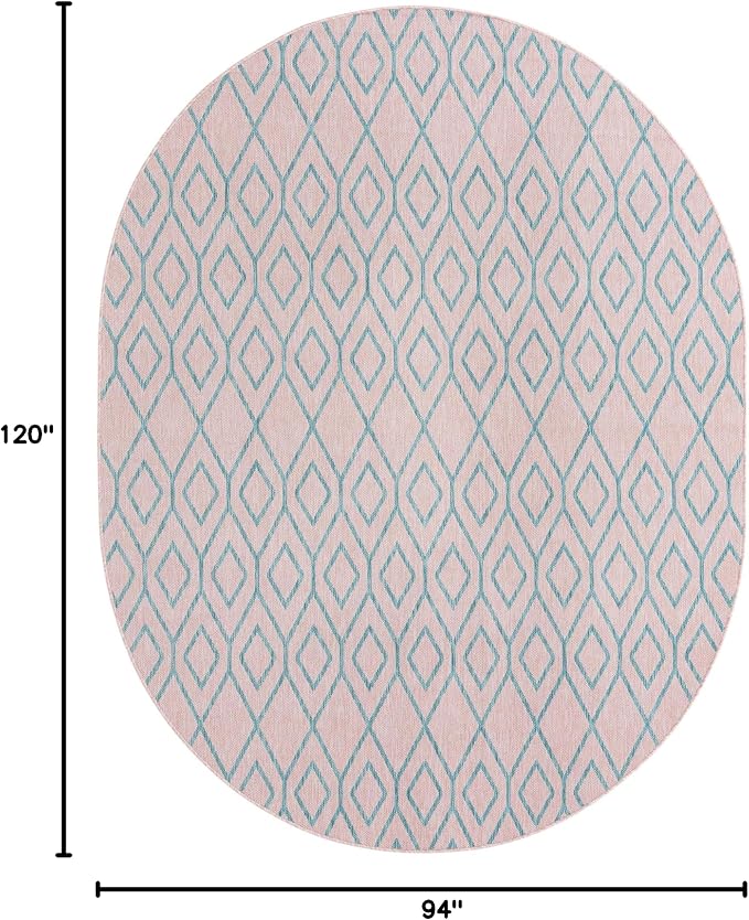 Jill Zarin Outdoor Collection Area Rug - Turks and Caicos (7' 10" x 10' Oval Pink and Aqua/Light Blue)