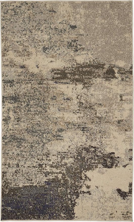 Nourison Home Celestial Ivory Grey 3' x 5' Area Rug - Easy Clean, Non Shedding, Bed Room, Living Room, Dining Room, Kitchen (3' x 5')