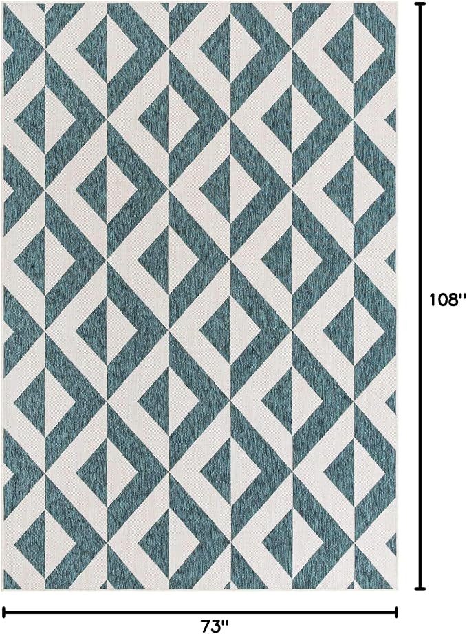 Unique Loom Jill Zarin Outdoor Collection Area Rug - Napa (6' 1'' x 9' Rectangle, Teal/ Ivory)
