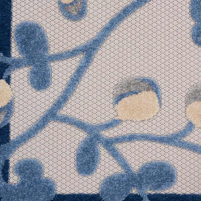 Nourison Home Aloha Blue Grey 7'10" x 10'6" Area Rug - Easy Clean, Non Shedding, Bed Room, Living Room, Dining Room, Kitchen (8' x 11')