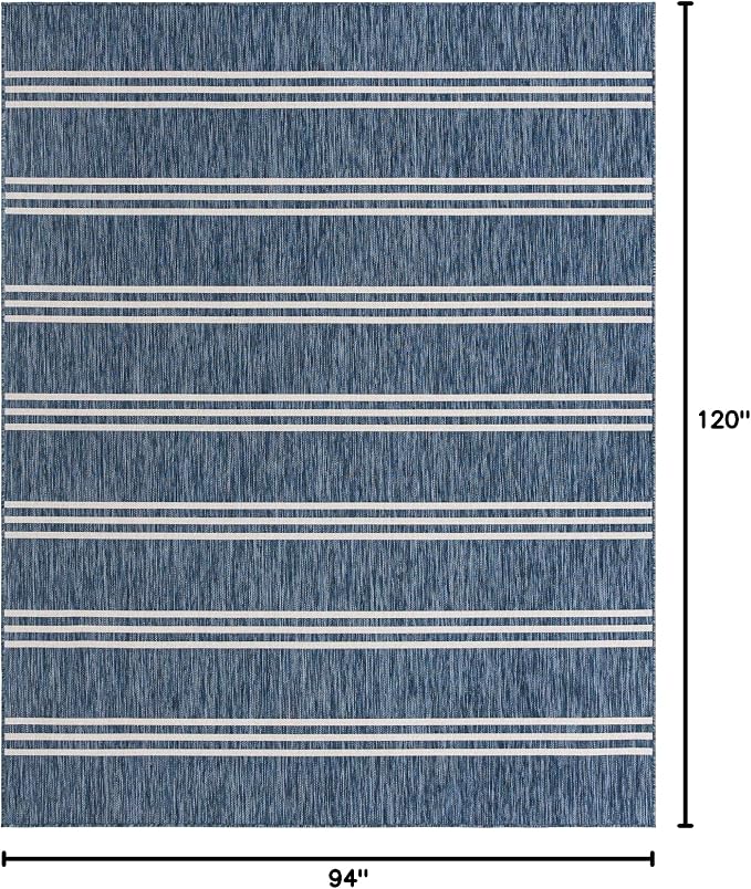 Unique Loom Outdoor Collection Area Rug - Anguilla (7' 10' x 10' Rectangle, Blue/ Ivory)