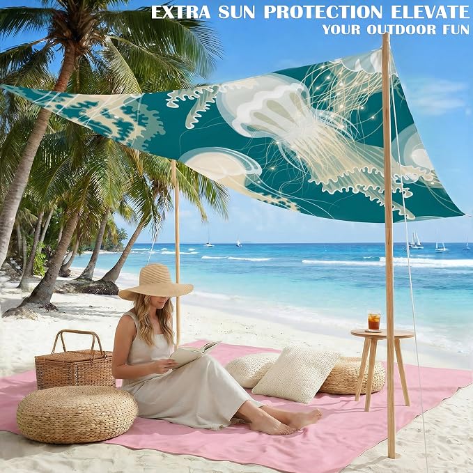 Famstar Beach Blanket Oversized Extra Large 78"X81"/10'X9',Waterproof Sandproof Beach Blanket 2-8 Adults Lightweight Durable for Travel Camping Hiking Picnic
