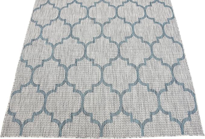 Unique Loom Outdoor Trellis Collection Area Rug (5' 3" x 8' Rectangle, Gray/ Ivory)