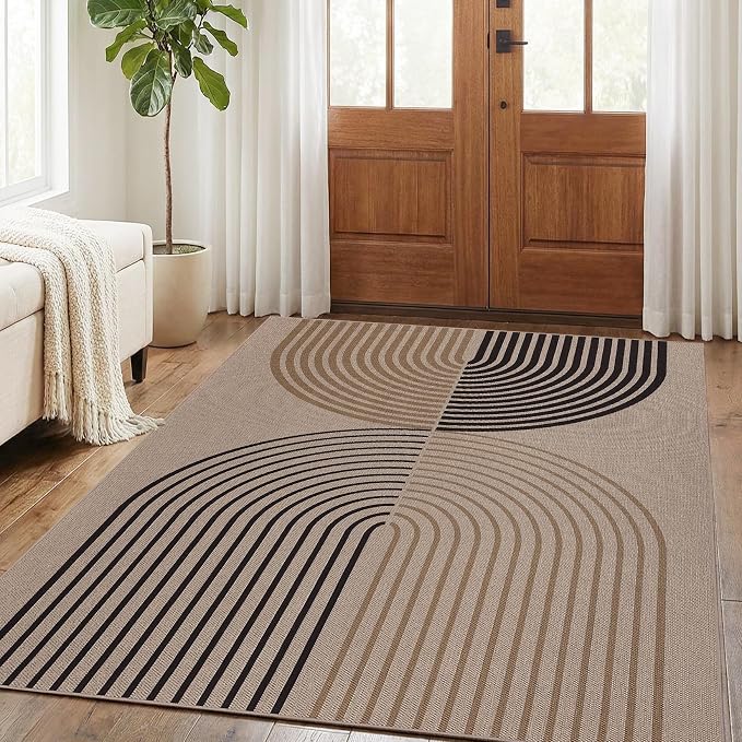 GarveeHome Modern Rainbow Easy Jute 3x5 Patio Rug Washable Rugs for Entryway Farmhouse Non Slip Indoor Door Mat Carpet for Entry Mudroom Porch Decor