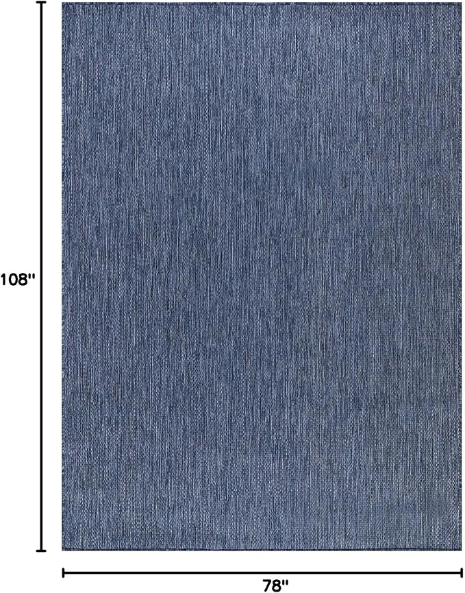Beverly Rug Indoor Outdoor Rug 6x9, Washable Outside Carpet for Patio, Deck, Porch, Solid Modern Area Rug, Water Resistant, Azure Blue