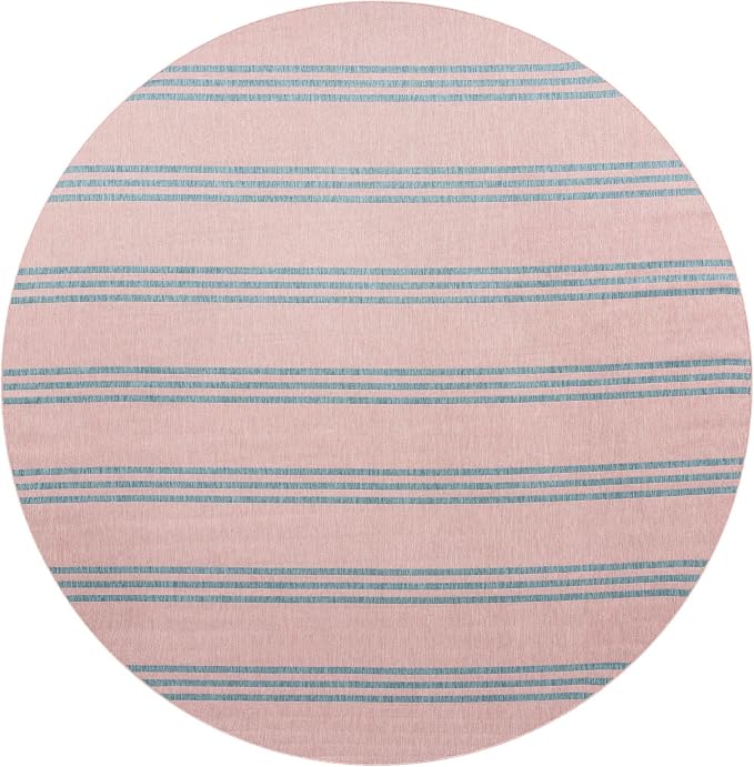 Jill Zarin Jill Zarin Outdoor Collection Area Rug - Anguilla (13' Round, Pink and Aqua/ Blue)