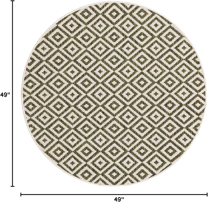Unique Loom Jill Zarin Outdoor Collection Area Rug - Costa Rica (4' 1' Round, Green/ Ivory)