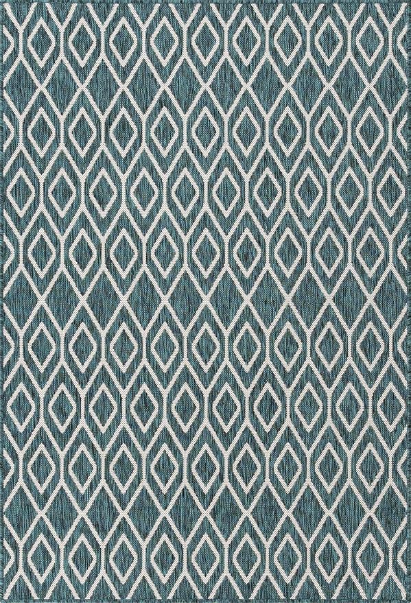 Jill Zarin Outdoor Collection Area Rug - Turks and Caicos (4' x 6' Rectangle Teal/Ivory)