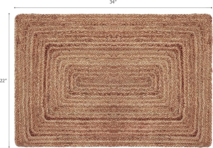 COTTON CRAFT Jute Rug - Braided Handwoven 100% Jute Door Mat - 22x34 inches | Neutral Reversible Small Rug - Entryway Kitchen Living Room Bedroom Bathroom Farmhouse Rustic Boho Throw Mat - Natural