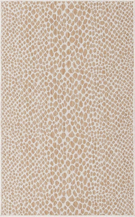 Unique Loom Outdoor Collection Area Rug - Cape Town (3' 3' x 5' 3' Rectangle, Dark Beige/ Ivory)