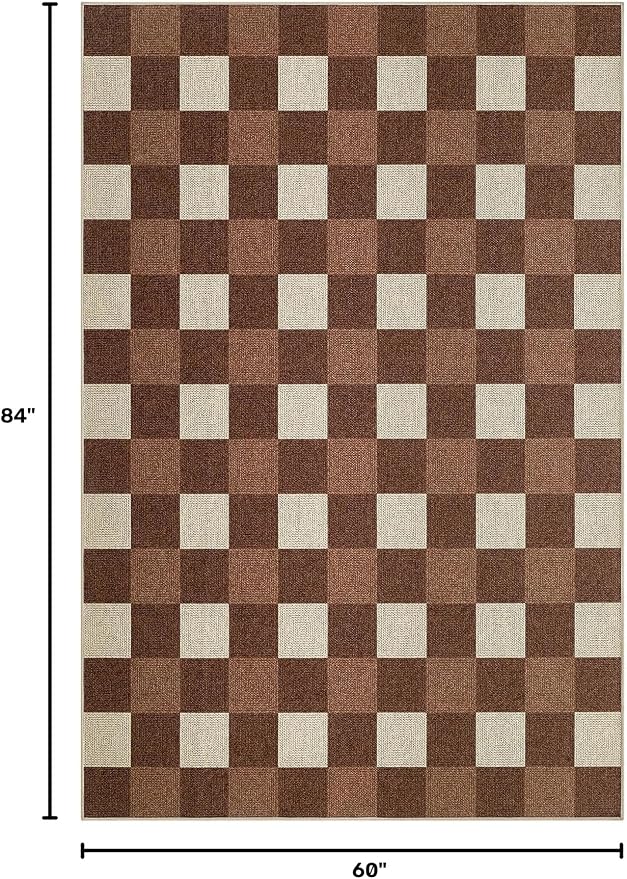 UERMEI 5x7 Outdoor Jute Area Rug Patio Neutral Washable Brown | Easy Non Slip Pet Friendly Indoor Farmhouse Carpet for Living Room Bedroom Dining Backyard