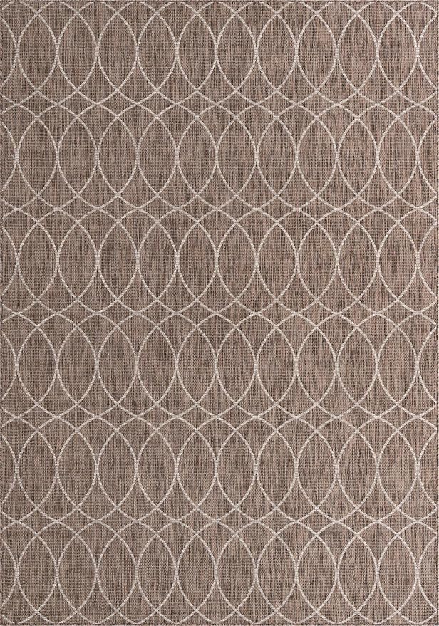 Unique Loom Outdoor Trellis Collection Area Rug - Gitter (7' 10" x 11' Rectangle, Brown/ Ivory)