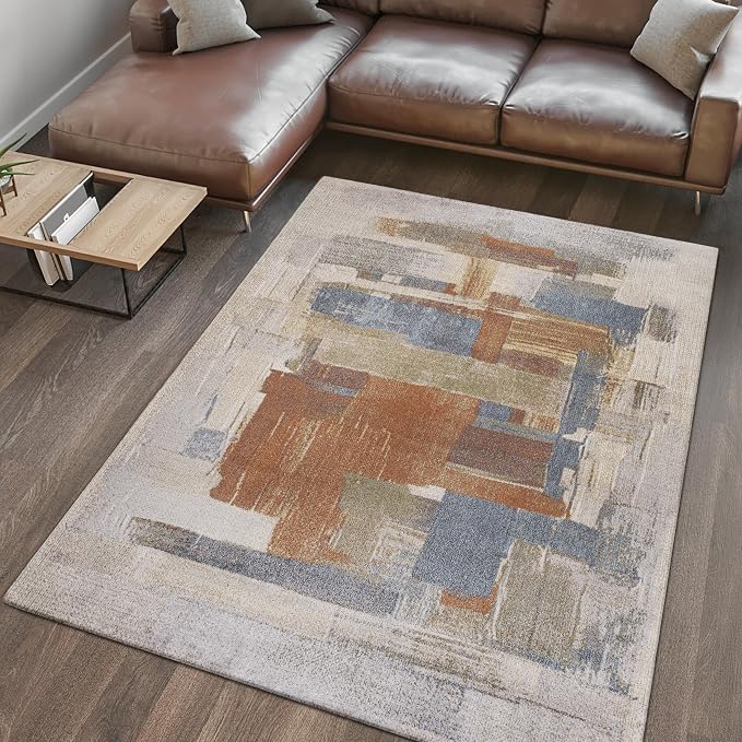 JONATHAN Y Machine Washable Cream/Multi Indoor Area Rug 3X5 ft, Weaver Abstract Coastal Watercolor for Living Room, Bedroom, Kitchen, Office, Easy-Cleaning, Pet-Friendly, Non-Shedding WSH302A-3