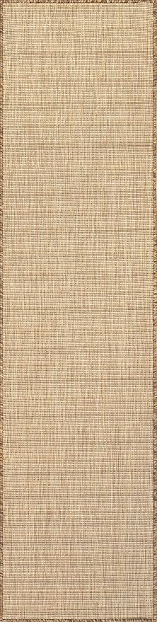Nuloom Outdoor Performance Collection Nakia Brown/Ivory, 2' x 8', Soft and Cozy, High Traffic, Stain Resistant, Easy Clean, Durable Runner for Indoor/Outdoor Patio, Deck, Porch, Garden, Courtyard