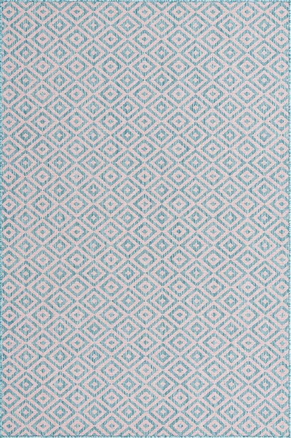 Unique Loom Jill Zarin Jill Zarin Outdoor Collection Area Rug - Costa Rica (5' 3" x 8' Rectangle, Pink and Aqua/Light Blue)