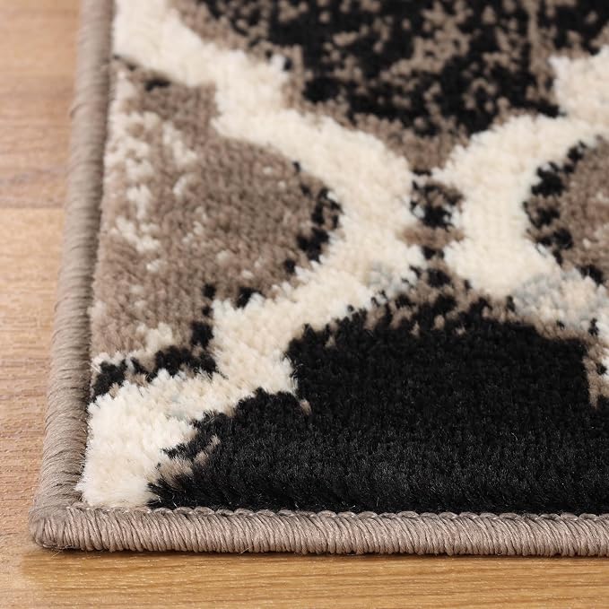 SUPERIOR Indoor Runner Rugs, Modern Area Rug, 2'7"x12', Ivory | Geometric Design Floor Décor, Easy Care High Traffic Areas Living Dining Room, Bedroom, Office, Entryway, Viking Collection