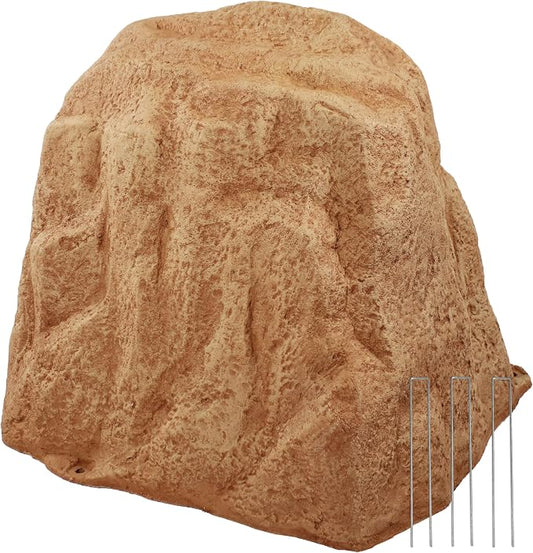 Sunnydaze 21.5” H Large Faux Landscape Rock Cover - Lightweight Polyresin Fake Rock Well Pump Cover for Outside – Realistic Natural Texture – Sand
