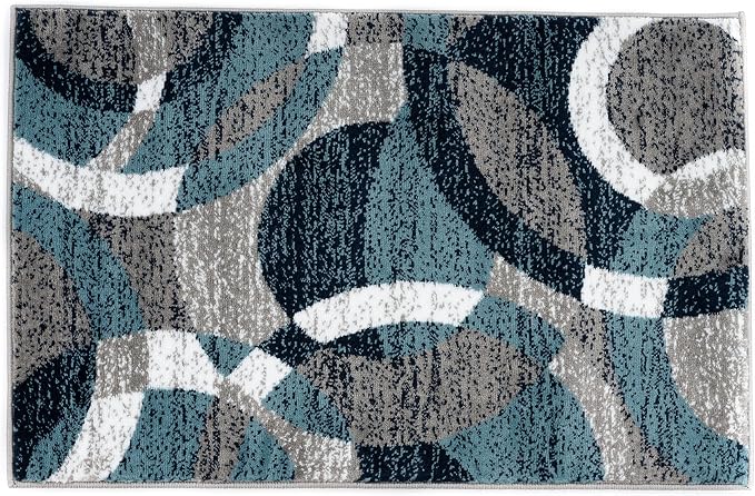 Rugshop Circles Contemporary Modern Abstract Area Rug Blue 2' x 3' | Rectangular, Size 2' x 3', Living Room, Bedroom, Dining Room, Home Office, Kitchen, Entryway, Hallway, Nursery, Kids Room