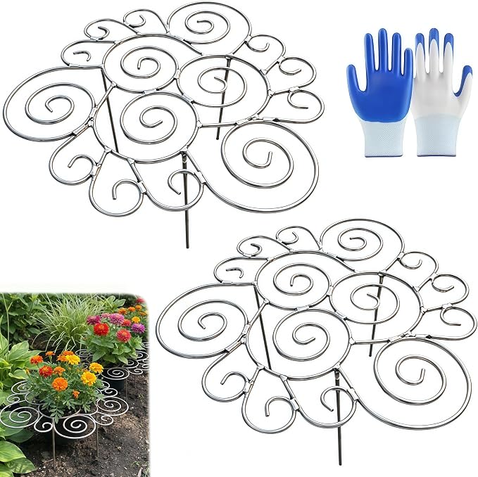 2026 New Peony Cages and Supports, Metal Plant Support Ring for Garden, Indoor Pots, Flower Hoop for Upright Growth and Protection (1, L（17.3" x 17.3"）* 2)