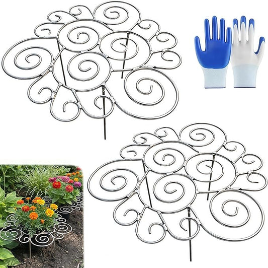 2026 New Peony Cages and Supports, Metal Plant Support Ring for Garden, Indoor Pots, Flower Hoop for Upright Growth and Protection (1, M（15.9" x 15.9"）* 2)