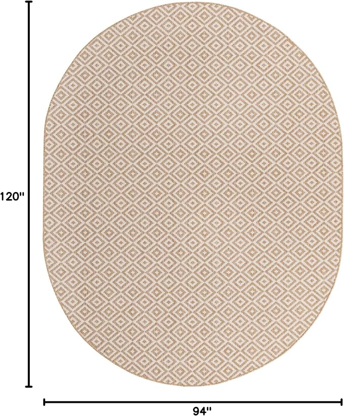 Unique Loom Jill Zarin Outdoor Collection Area Rug - Costa Rica (7' 10" x 10' Oval, Beige/ Cream)