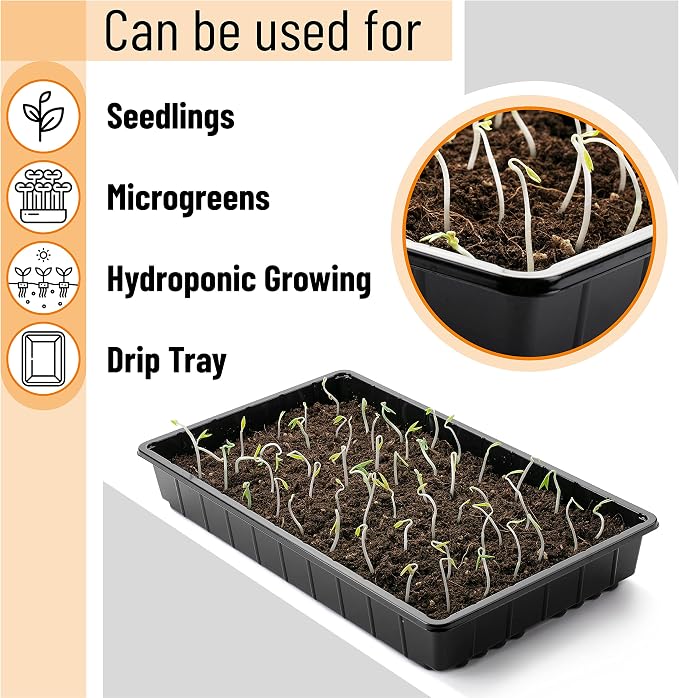Mr. Pen- Seed Starter Trays, 5 Pack, 17"x10"x2.4" | Durable Plastic Growing Trays, Stackable and Reusable Seedling Starter Kits for Indoor, Outdoor, Greenhouse Gardening