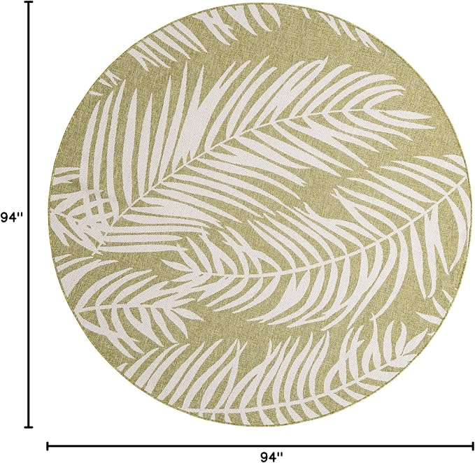 Unique Loom Outdoor Botanical Collection Area Rug - Palm (7' 10" Round Green/Ivory)