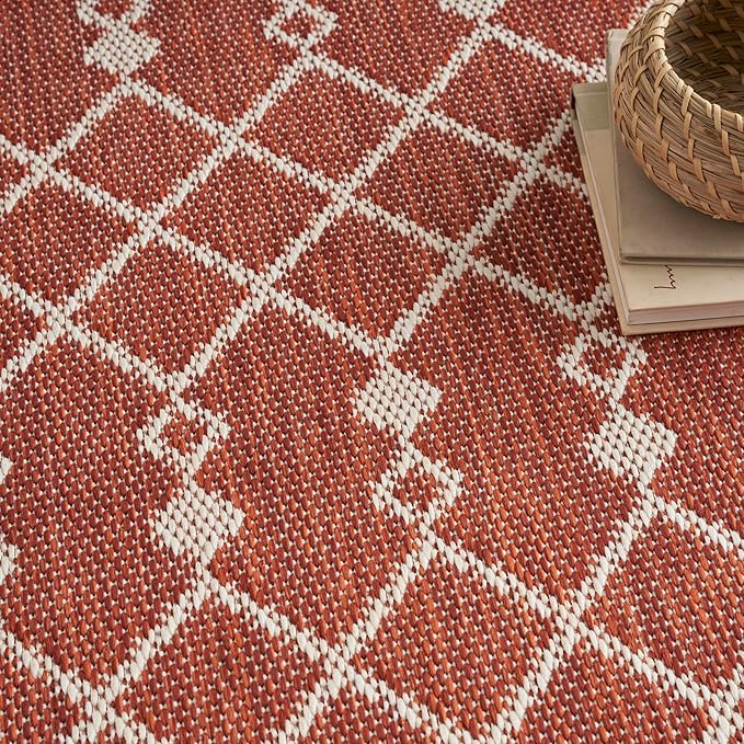 Nourison Home Positano Terracotta 12' x Square Area Rug - Easy Clean, Non Shedding, Bed Room, Living Room, Dining Room, Kitchen (12' x Square)