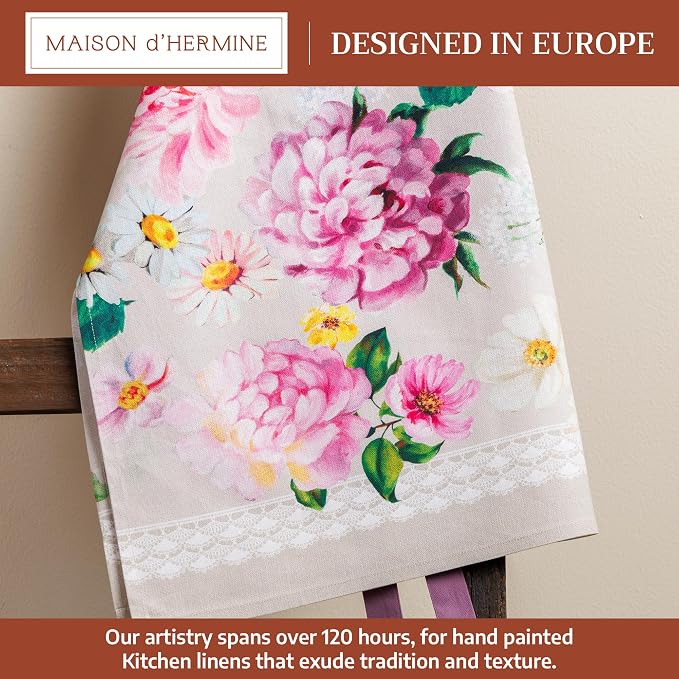 Maison d' Hermine Aprons for women with Pocket 100% Cotton (27.50"x31.50") | Adjustable Neck Strap & long ties Apron Men Chef Wedding Cooking Gardening Server Maid