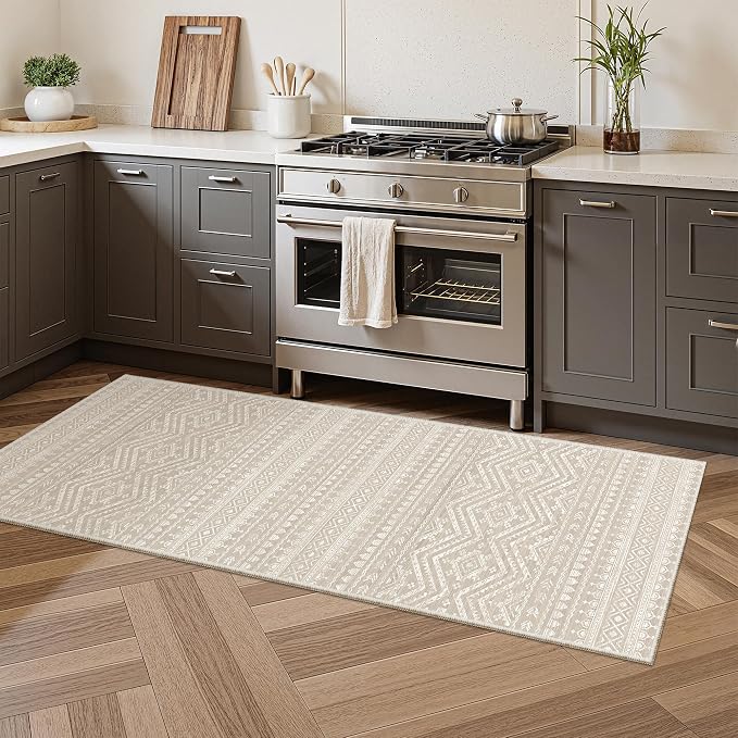 Miukiki Washable 2x6 Runner Rug Hallway Non Slip Kitchen Runner Brown | Machine Washable Long Floor Runner for Hallway Entryway Laundry Room Living Room Bedroom, Stain Resistant Indoor Carpet 2'x6'