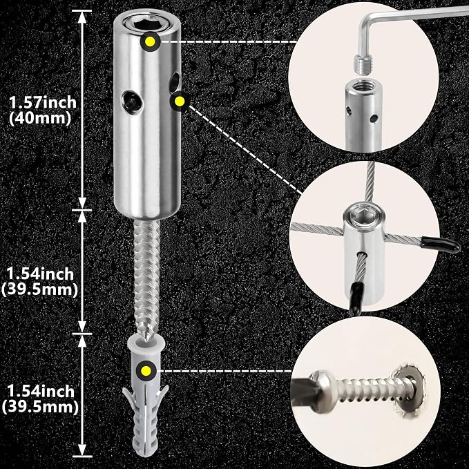 Wire Trellis for Climbing Plants Outdoor, 20-Set Wall Wire Trellis Kit with 1/8in x 98ft Stainless Steel Cable, T316 Cylindrical Espalier System for Fence and Garden DIY Projects