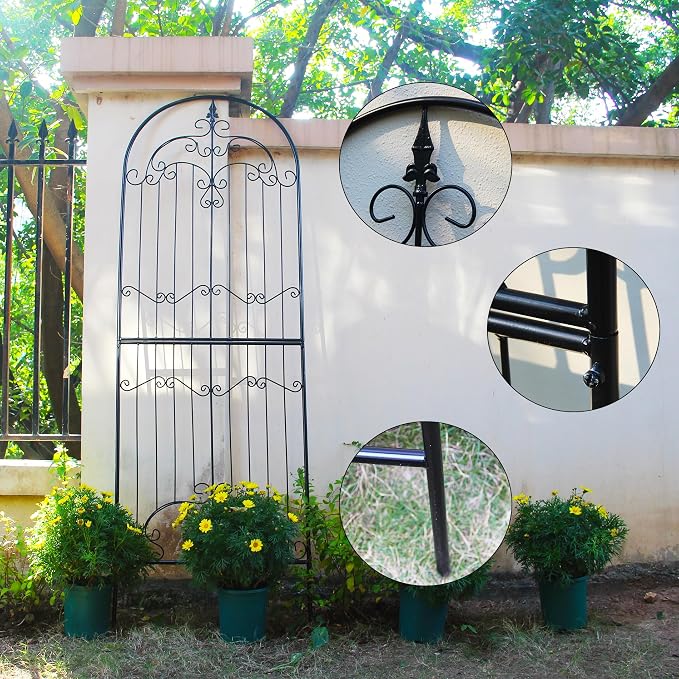 Garden Trellis for Climbing Plants 86.6" H x 29.5" W Tall Garden Trellis Wrought Iron Heavy Scroll Metal Decoration Lawn Patio for Rose Clematis Ivy Weather Resistant