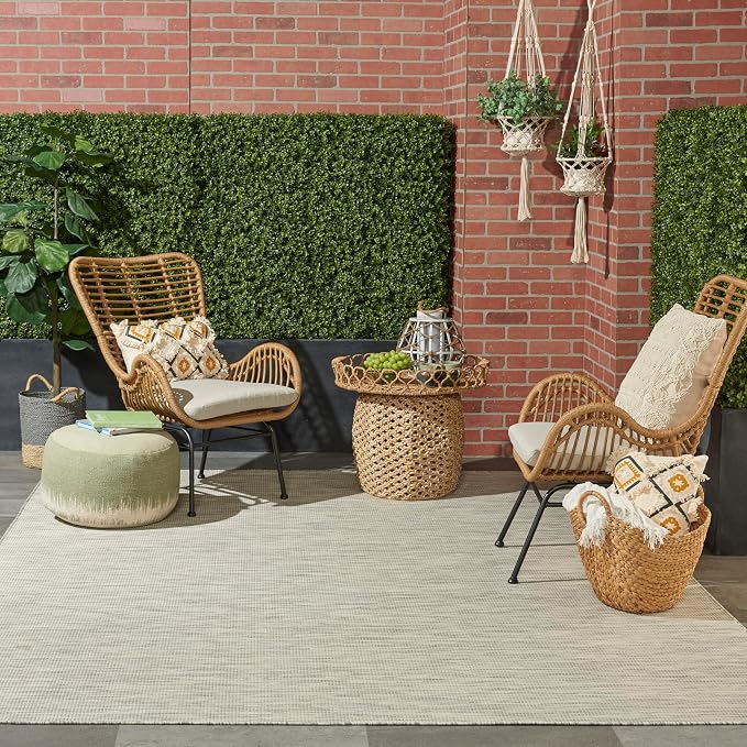 Nourison Home Positano Light Grey 9' x 12' Area Rug - Easy Clean, Non Shedding, Bed Room, Living Room, Dining Room, Kitchen (9' x 12')