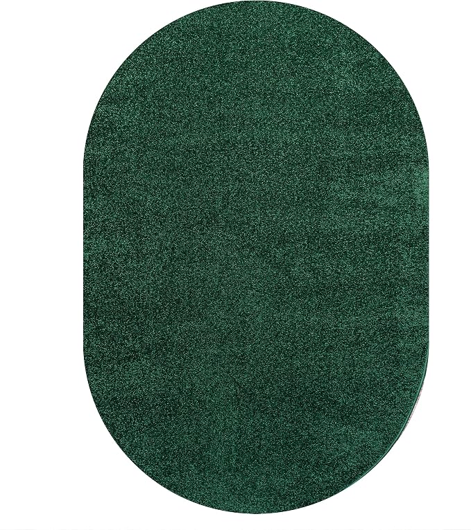 JONATHAN Y Haze Solid Low-Pile Emerald 3x5 Oval Indoor Area Rug, Coastal,Bohemian,Minimalist,Classic, Easy-Cleaning for Living Room,Bedroom,Kitchen,Pet Friendly,Non-Shedding (SEU100L-3OV)