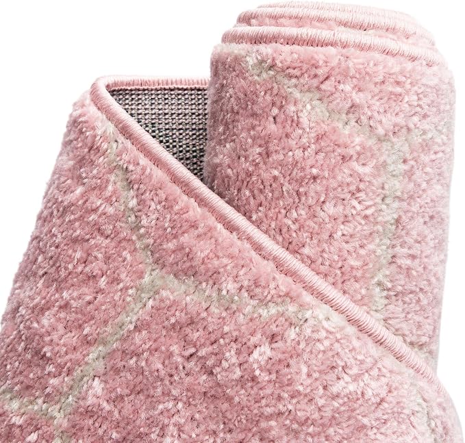 Unique Loom Trellis Frieze Collection Area Rug - Geometric (2' x 13' 1" Runner Light Pink/Ivory)